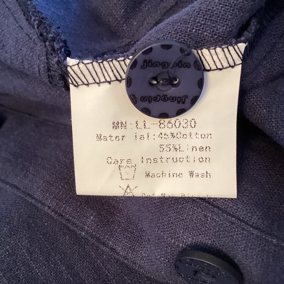 NWT Cotton Linen blend dress / cover up, navy blue, size medium - Picture 8 of 8